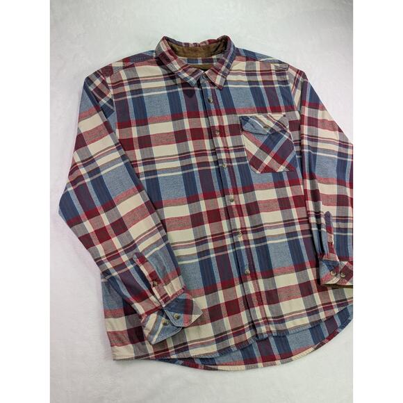 CQR Size 2XL Red,White,Blue,Brown Corduroy Flip Cuff 100% Cotton Flannel Shirt - Picture 2 of 15